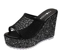 Ciabatte Donna Alte con Zeppa Estivo Open-Toe Sandali Tacco Alto e Plateau Pantofole Estive Casa Piscina Ciabatte Peep Toe Zeppe Sandali Ciabatte Mare Donna con Zeppa