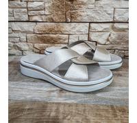 CIABATTE DONNA COMFORT CINZIA SOFT PLANTARE ESTRAIBILE MZK63G PLATINO MADE ITALY