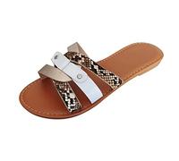 Ciabatte Donna con Tracce a Stampa Serpente/Leopardo, Sandali Bassi Comodi, Scarpe Estive per Spiaggia e Tempo Libero, Nero/Marrone