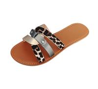 Ciabatte Donna con Tracce a Stampa Serpente/Leopardo, Sandali Bassi Comodi, Scarpe Estive per Spiaggia e Tempo Libero, Nero/Marrone