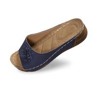 Ciabatte Donna con Zeppa per Casa,Le Zeppe Aperte alla Moda da Donna con Parte Superiore in Pelle e Pantofole a Fiori Sono Scarpe comode di Temperamento