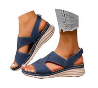 Ciabatte Donna con Zeppa Scarpe Spuntate Sandali da donna con fondo spesso e rotonda una parola da indossare all'esterno nuovi sandali estivi di Zeppa Plateau Chiusi (Blue 41)