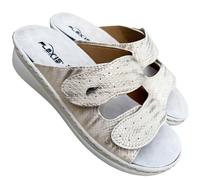 ciabatte DONNA ecopelle regolabili doppio strappo ONDINA FLexis plantare estraibile soft ricoperto in pelle (ecru, 39, Sistema Taglie Calzature EU, Adulto, Donna, Numero, Media, 39)