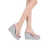 Ciabatte Donna Estive con Zeppa Slip-On Piatto Pantolette Zeppa Antiscivolo Sandali Estive Casa Piscina Ciabatte Bohemia Plateau Sandalo Eleganti Peep-Toe Mule
