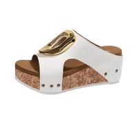 Ciabatte Donna Estive Eleganti Alte Pantofole Zeppa Alta Sandali Donna con Tacco E Plateau in Sughero Sandalo da Spiaggia Mare Piscina Scarpe Platform
