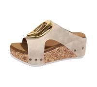 Ciabatte Donna Estive Eleganti Alte Pantofole Zeppa Alta Sandali Donna con Tacco E Plateau in Sughero Sandalo da Spiaggia Mare Piscina Scarpe Platform