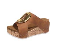 Ciabatte Donna Estive Eleganti Alte Pantofole Zeppa Alta Sandali Donna con Tacco E Plateau in Sughero Sandalo da Spiaggia Mare Piscina Scarpe Platform