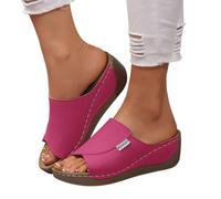 Ciabatte Donna Estive, Ortopediche Anatomiche con Zeppa Comode Antiscivolo per Fascite Plantare Arch Support Ciabatte per Mare Casa e Vacanze Rosa caldo 41