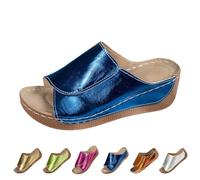 Ciabatte Donna Estive Ortopediche pelle Anatomiche Sandali Pantofole Zeppa Comode da Casa Eleganti Leggere Ciabatte per Fascite Plantare Moda Aperta Antiscivolo Arch Support Sandalo Spiaggia Mare 2025