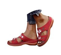 Ciabatte Donna Estive Pelle Anatomiche Ciabatte Ortopediche Pantofole Zeppa Comode da Casa Eleganti Leggere Sandali per Fascite Plantare Moda Aperta Antiscivolo Arch Support Sandalo Spiaggia Mare