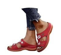 Ciabatte Donna Estive Pelle Anatomiche Ciabatte Ortopediche Pantofole Zeppa Comode da Casa Eleganti Leggere Sandali per Fascite Plantare Moda Aperta Antiscivolo Arch Support Sandalo Spiaggia Mare