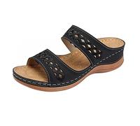 Ciabatte Donna Estive Per Fascite Plantare Mare Eleganti Zoccoli Gomma Casa Sandali Da Spiaggia Pianta Larga Legno Con Zeppa E Sabot Ciabattine Scarpe Antiscivolo Alte Ortopediche,Nero,Black,37