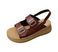 Ciabatte Donna Estive Sandali da donna estivi retrò con plateau doppio, zeppa regolabile con elastico, scarpe casual, sandali versatili in vari colori. (Coffee, 38)