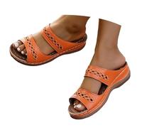 Ciabatte Donna Estive Spiaggia Piscina Casa Sandali Zoccoli Legno Comode Ciabattine Sabot Con Zeppa Scarpe Ortopediche Plantare Estraibile Per Plantari Aperte Da Camminata Il Mare,Arancione,Orange,42