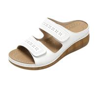 Ciabatte Donna Estive Women's Summer Wedge Sandals Hollowed Out Breathable Thick Sole Comfortable Casual Sandals For Outdoor Wear (White, 39)