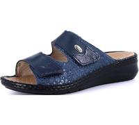 GRÜNLAND Dami, Ciabatta Comfort con Doppia Chiusura in Velcro, Suola Conforma, Sottopiede Rimovibile in Sughero e Pelle e Cuciture Fatte a Mano Donna, Avio, 38 EU