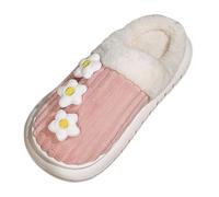 Ciabatte Donna Memory Foam Pelose, Pantofole in Cotone da Donna Modelli di Coppia di Moda Fiore Fondo Piatto Comodo Caldo Antiscivolo Leggero