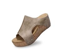 Ciabatte Donna Ortopediche Estive Sandali Pantofole Comode da Casa Eleganti Leggere Ciabatte per Fascite Plantare Moda Antiscivolo Arch Support Sandalo Spiaggia Mare (Khaki-4, 37)