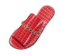 Ciabatte Donna Ortopediche,La Signora Europa E Gli Stati Uniti D'Estate Con Fondo Morbido E Catena A Fondo Piatto Pantofole Con Una Parola Sandali Da Spiaggia Con Motivo In Pietra Trascinamento