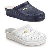 CIABATTE DONNA SANITAL LIGHT INFERMIERA 1350 BIANCO/BLU PELLE PLANTARE INBOTTITO
