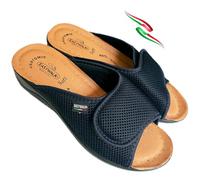 Ciabatte donne sanitarie leggere a strappo pianta anatomica comoda fondo SOFT ciabattina PRIMULA vegan friendly made in italy (blu scuro, Sistema Taglie Calzature EU, Adulto, Donna, Numero, Media, 40)