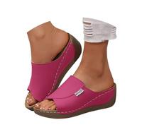 ciabatte dottor donna, Ciabatte Donna Estive Comode Ortopediche Sandali Pelle Anatomiche Eleganti, Zeppa Antiscivolo Supporto Arco per Casa e Spiaggia Scarpe Trekking Pantofole, Rosa caldo, 43