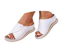 ciabatte dottor donna, Ciabatte Donna Estive Comode Ortopediche Sandali Pelle Anatomiche Eleganti, Zeppa Antiscivolo Supporto Arco per Casa e Spiaggia Scarpe Trekking Pantofole, Bianco, 39