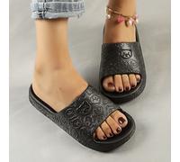 Ciabatte estive da donna per interni, casa, bagno e doccia, con simpatico disegno di orsetto nero, adatte per l'estate e gli outfit da spiaggia CN36-37,CN38-39,CN40-41,CN42-43,CN44-45Fumetto,Colore un