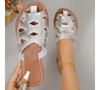 Ciabatte estive di taglia grande per donne, di moda, semplici e confortevoli, con punta aperta, in rete traspirante e forata, antiscivolo, leggere, adatte per la spiaggia e l'esterno, nei colori nero 