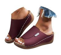 Ciabatte Estive Donna Plantare Estraibile a Punta Aperta Pantofole con Fibbia a Strappo Traspiranti Anziani Comode Scarpe Ortopediche Plantari Arch Fit Cinturino alla Caviglia Antiscivolo Infradito