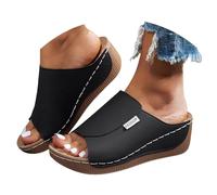 Ciabatte Estive Donna Plantare Estraibile a Punta Aperta Pantofole con Fibbia a Strappo Traspiranti Anziani Comode Scarpe Ortopediche Plantari Arch Fit Cinturino alla Caviglia Antiscivolo Infradito