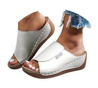 Ciabatte Estive Donna Plantare Estraibile a Punta Aperta Pantofole con Fibbia a Strappo Traspiranti Anziani Comode Scarpe Ortopediche Plantari Arch Fit Cinturino alla Caviglia Antiscivolo Infradito