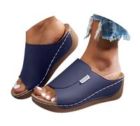 Ciabatte Estive Donna Plantare Estraibile a Punta Aperta Pantofole con Fibbia a Strappo Traspiranti Anziani Comode Scarpe Ortopediche Plantari Arch Fit Cinturino alla Caviglia Antiscivolo Infradito