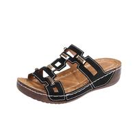 Ciabatte estive traspiranti con taglio a forma di bocca di pesce, sandali da spiaggia leggeri per un comfort quotidiano e uno stile casual, Le Noir, 37 EU