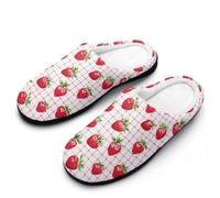 Ciabatte Ginghams Pattern Strawberry Slippers | Pantofole Moda Ciabatte Antiscivo Per Donne Uomo Hotel E Bagno Interno