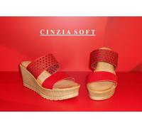 Ciabatte in Pelle con zeppa " CINZIA SOFT " Rosso [ - 50 % ] (CS IG9713005 ro)