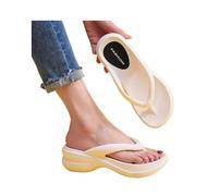 Ciabatte Infradito con Zeppa e Suola Spessa for Donna, Sandali Estivi con Punta a Clip, Ciabatte da Spiaggia Antiscivolo, Ciabatte da Esterno(White,35-36)