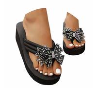Ciabatte Infradito Donna Estive,Ciabatte Mare Donna,Eleganti Plateau Intrecciato sul Davanti Modello Slip On Fiocco Punta Aperta,Slides Moda Confortevoli in Paglia Regolabili Recovery per Vacanza