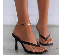Ciabatte Infradito Pantofola Sandali Moda Infradito Donna Elegante Nero Tacchi Alti Pantofole Bianche Scarpe Donna-Nero_39