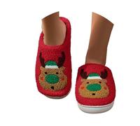 Ciabatte Invernali Donna - Pantofole Calde con Punta Chiusa e Fondo Piatto - alla Moda per Donna - Motivo: Cervi di Natale