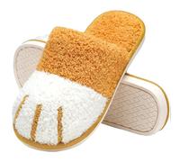 Ciabatte invernali unisex in cotone da donna, calde e comode, comode pantofole in peluche, per la casa, antiscivolo, carino, scarpe basse, scarpe da letto, giallo., 41 EU