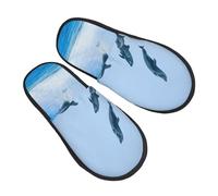 Ciabatte Oceano Mare Delfino Cielo Blu Onda Eleganti Cotone Pantofole Morbide Scarpe Da Casa Per Hotel Invernale Unisex L