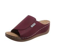 Ciabatte Ortopediche Donna Estive Sandali Estivi Eleganti con Zeppa Antiscivolo per Fascite Plantare Pantofole Aperte in Pelle Morbida con Tacco Basso Comode per Mare Casa e Vacanze