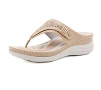 Ciabatte Ortopediche Donna Estive, Sandali Infradito da Donna con Supporto Ad Arco, Estate Sandali da Spiaggia Del Correttore Dell'Alluce Valgo, Fascite Plantare Sandali Don(Size:37EU,Color:albicocca)