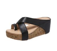 Ciabatte Ortopediche Estive per Donna per Alluce Valgo,Sandali con Zeppa E Infradito per Fascite Plantare,Eleganti Infradito da Spiaggia per Alluce Valgo(Black,42 EU)