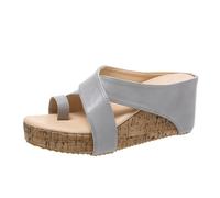 Ciabatte Ortopediche Estive per Donna per Alluce Valgo,Sandali con Zeppa E Infradito per Fascite Plantare,Eleganti Infradito da Spiaggia per Alluce Valgo(Gray,37 EU)