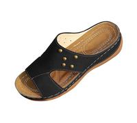 Ciabatte Ortopedico Donna Casa Morbida Sandali con Punta Aperta Tomaia in Pelle Sandalo Antiscivolo Gomma Suole Casual Platform Slippers Trekking Outdoor Shoes Comode Mare Casa Piscina Spiaggia