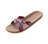 Ciabatte Paglia Donna Estive, Pantofole Donna Estive, Pantofola Di Lino Cotone Ciabatte Mare Donna Antiscivolo Colori Pantofole Lino Le Coppie Da Case Leggeri Esterno Casa Pantofole Di Paglia Slippers