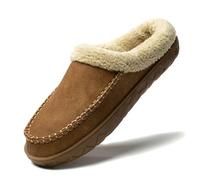 Ciabatte Pantofole Da Uomo For La Casa, Invernali, Da Interno, In Peluche, Calde, Con Fondo Spesso, In Peluche, Impermeabili, In Pelle, Scarpe Da Casa In Pelle Scamosciata E Cotone(Brown 61,43-44)