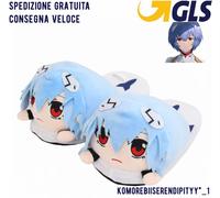 CIABATTE PANTOFOLE UOMO INVERNALI PELUCHE NEON GENESIS EVANGELION AYANAMI REI